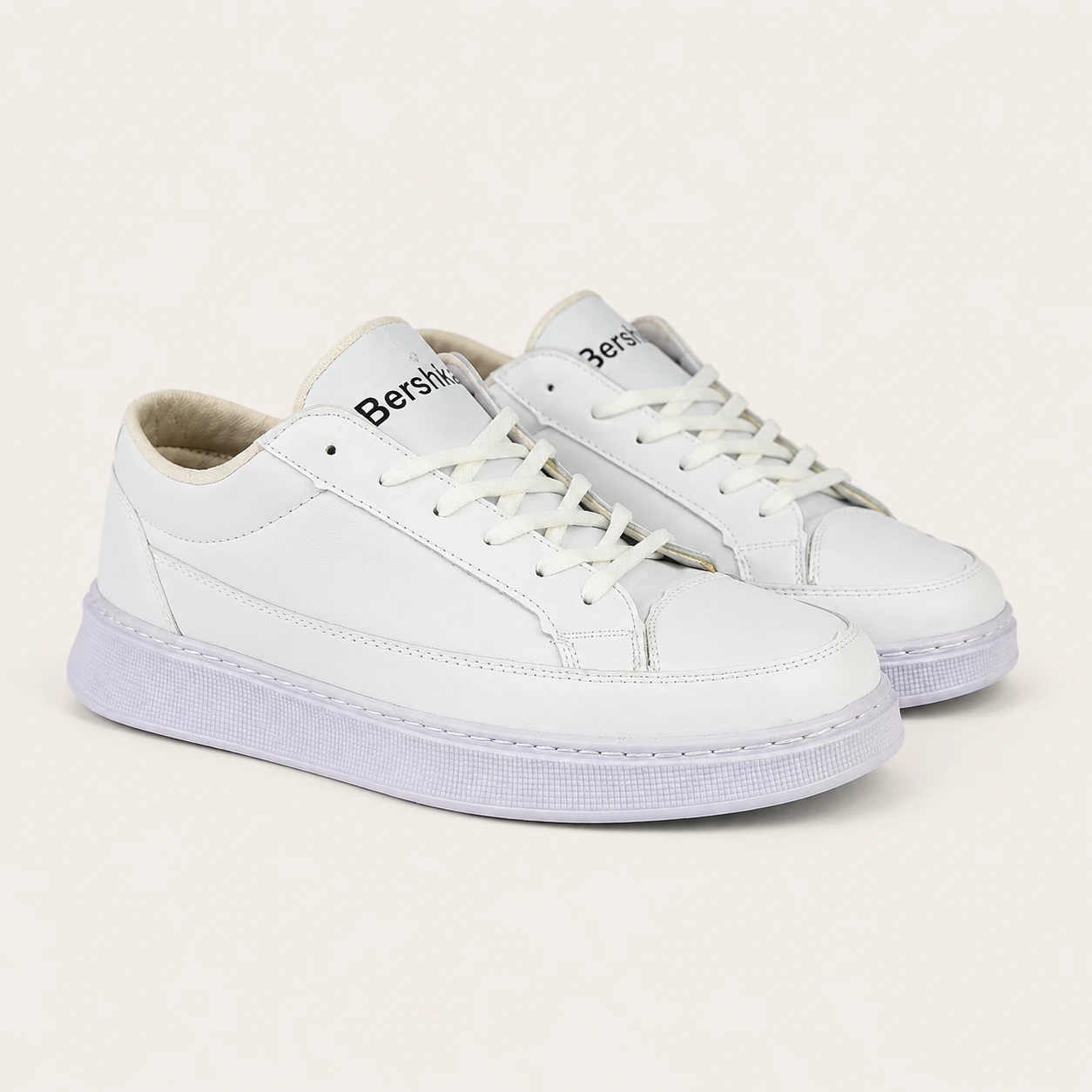Men's plain white Vans x Bershka shoes Code 133 rovan style view1 کفش ونس برشکا ساده مردانه سفید تمام/کد133 - تصویر 1