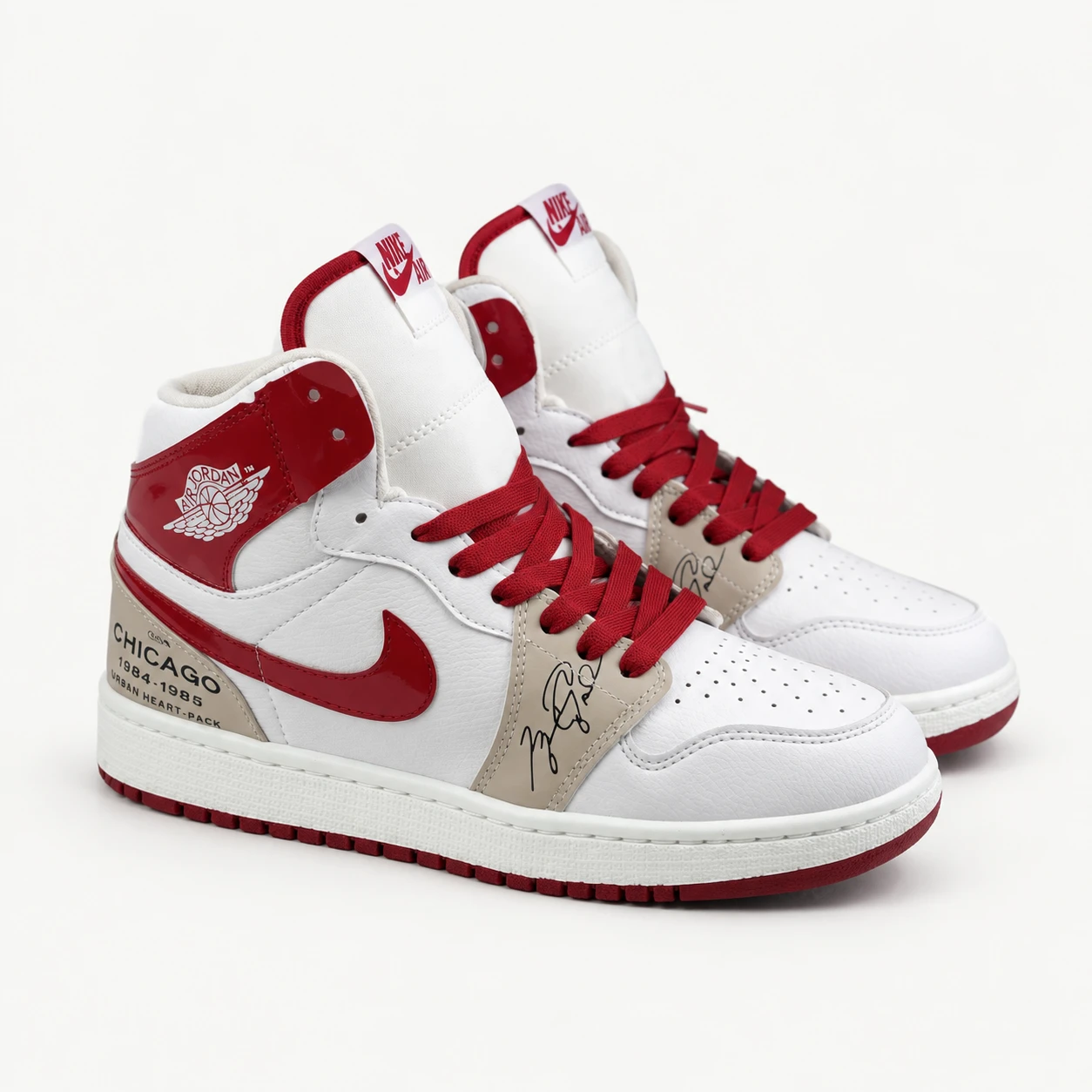 Men's Jordan 1 Mid Chicago Red Sneakers Code 205 rovanstyle view1 کتونی جردن وان 1 مید ساقدار مردانه شیکاگو قرمز/کد205 - تصویر 1