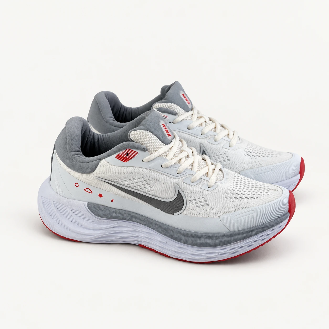Men's Nike Sneakers 2026 – white gray (CertifiedAuthentic) Code 221 rovanstyle view 1 کتونی نایک 2026 مردانه رنگ سفید طوسی قرمز (شناسنامه دار)/کد 221 - تصویر 1