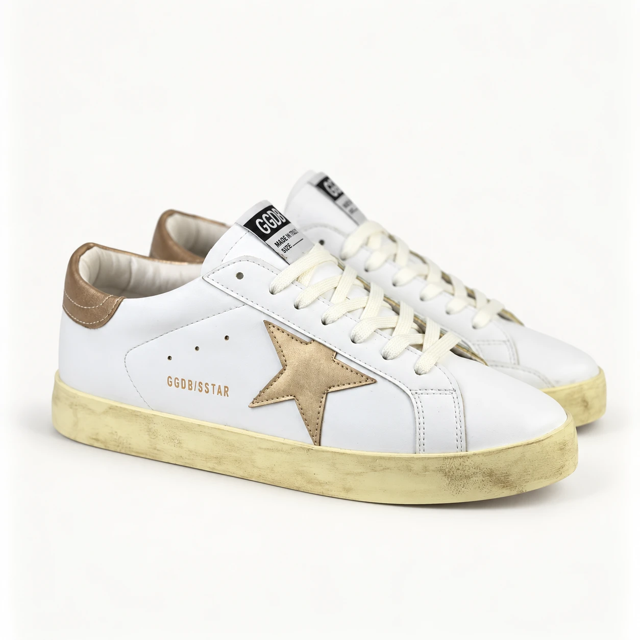 Men's Golden Goose Shoes – White & Gold Code 247 rovanstyle view1 کفش مردانه گلدن گوس سفید طلایی/کد247 - تصویر 1